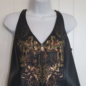 Black leather Harley Davidson Women's Halter Top Size Large
